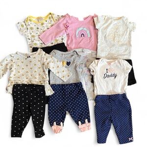 Baby Girl Bundle 6 Tops, 6 Bottoms, 3 Month